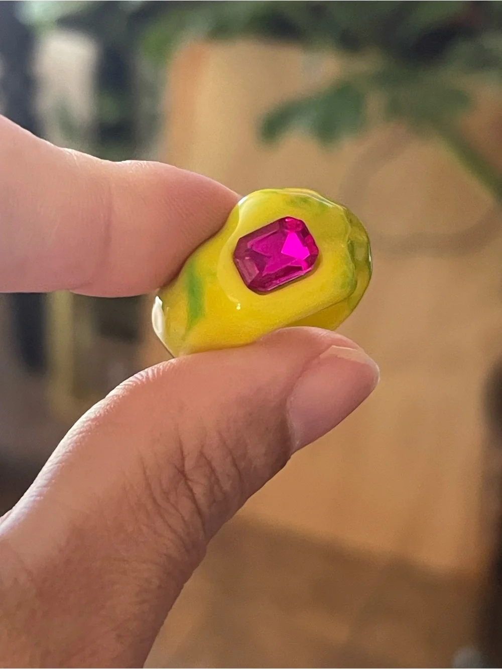 Yellow Resin Statement Rings(3pcs)